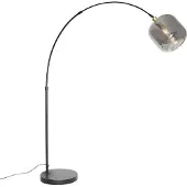 QAZQA Booglamp zwart met goud met smoke glas - Zuzanna