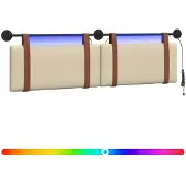 vidaXL Hangend hoofdbord Met LED-verlichting Crèmekleurig Antiek PU
