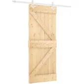 vidaXL Schuifdeur Natuurlijk en Wit 80 x 210 cm Massief grenenhout
