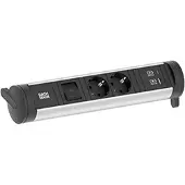 Bachmann stopcontactdoos, basismodel, 2x CEE7/3 stopcontacten, 1x schakelaar, 1x USB A/C poort, 22W, 0,2 meter, type GST18