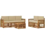 vidaXL Buiten bank set 6 st Natuurlijk en Beige Massief Acacia Hout