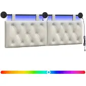 vidaXL Hangend hoofdbord Met LED-verlichting Crèmekleurig Fluweel
