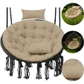 Blomster premium kussen voor hangstoel en coconstoel, waterafstotend, schuimvulling, beige