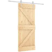 vidaXL Schuifdeur Natuurlijk en Wit 80 x 210 cm Massief grenenhout