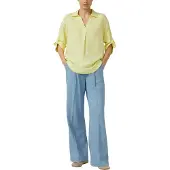 s.Oliver relaxed fit overhemdblouse van mix van linnen en viscose