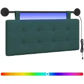 vidaXL Hangend hoofdbord Met LED-verlichting Donkergroen Stof