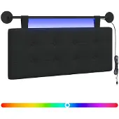 vidaXL Hangend hoofdbord Met LED-verlichting Zwart Stof