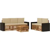 vidaXL Buiten bank set 6 st Natuurlijk en Beige Massief Acacia Hout