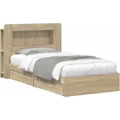 vidaXL Bedombouw met opslag Sonoma Eiken 75 x 190 cm Bewerkt hout