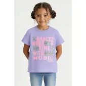 Cars Little T-shirt lila Paars Meisjes Stretchkatoen Ronde hals Printopdruk - maat 86