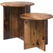 vidaXL Bijzettafelset 2 st Oud hout Ø 45 x 45 cm Geconstrueerd hout