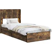 vidaXL Bedframe met opbergruimte en hoofdbord 2 st Bewerkt hout