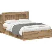 vidaXL Bedombouw met opslag Artisanaal eiken 140 x 190 cm Bewerkt hout