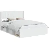 vidaXL Bedframe met opbergruimte en hoofdbord Wit 120 x 200 cm