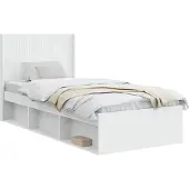 vidaXL Bedframe met opbergruimte en hoofdbord Wit 90 x 190 cm