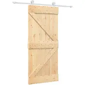 vidaXL Schuifdeur 90 x 210 cm Massief grenenhout Natuurlijk en Wit