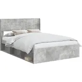vidaXL Bedframe met opbergruimte en hoofdbord Betongrijs 160 x 200 cm