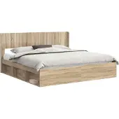 vidaXL Bedframe met opbergruimte en hoofdbord Sonoma Eiken