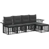 vidaXL Buiten bank set 5 st Zwart en Donker Grijs Polyester