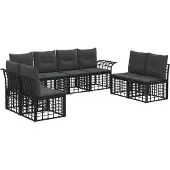 vidaXL Buiten bank set 8 st Zwart en Donker Grijs Polyester