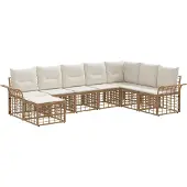 vidaXL Buiten bank set 8 st Natuurlijk en Crème Wit Polyester