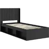 vidaXL Bedframe met opbergruimte en hoofdeinde, zwart, 75 x 190 cm
