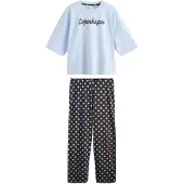 Next Pyjama lichtblauw / donkerbruin