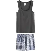 Next Korte pyjama duifblauw / antraciet / aubergine / wit