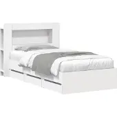 vidaXL Bedframe met opbergruimte en hoofdbord met lade Wit 75 x 190 cm