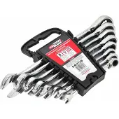 AWTOOLS Professionele Set - Plooi- en Ringsleutels - 8-delig - Ratelfunctie