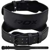 RDX Sports 4 Inch Leather Weightlifting Belt Zwart XL