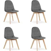 Leobert BORA Eetkamerstoelen – Set van 4 – Donkergrijs Velvet – Beukenhouten Poten – Comfortabele en Ergonomische Zitting – Scandinavisch Design – Voor Woonkamer, Keuken, Eetkamer en Slaapkamer