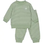 Feetje Wafel pyjama groen melange/wit Jongens/Meisjes Katoen Ronde hals - maat 68