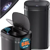 Monzana Sensor Vuilnisbak roestvrij staal Zwart 58L