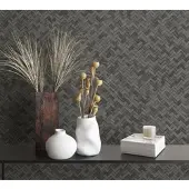 Marburg - Behang - Botanica - Rattan - Wickerwork - zwart - en - grijs
