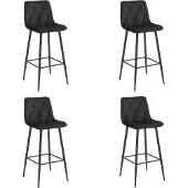 Leobert Barkruk - - Nado - Zwart fluweel / Zwarte poten - Set van 4