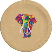 Jt Feestborden Olifant 23 Cm Karton Bruin 8 Stuks