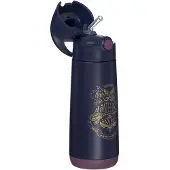 B.Box Harry Potter geïsoleerde drinkfles, 500 ml roestvrij staal, drielaagse isolatie houdt dranken 15 uur koud en 8 uur warm, siliconen rietje, drukknopdeksel, handvat, BPA-vrij