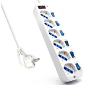 Eminent Stekkerdoos met 6 stopcontacten en schakelaar, EW3932, 1,5 meter, 2500W, wit