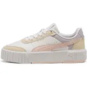 Puma Carina Mia leren sneakers wit/lichtgeel/lichtroze Jongens/Meisjes Leer - maat 37