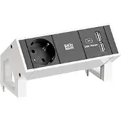 Bachmann DESK2 1xCEE7/3 USB Oplader, Stroom 0,2m GST18 RAL9010