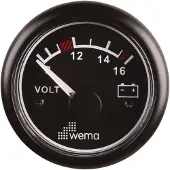 Wema Blackline Voltmeter 8-16v Zwart 52 mm