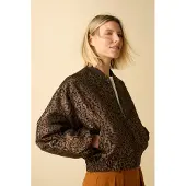 Sissy-Boy Donkerbruin bomber jack met leopard print | Maat: L