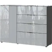 Momax Dressoir OAKLAND in 2 breedten, fronten en bovenblad met glas-inlay