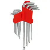 AWTOOLS Lange Torx-sleutels (set) - - 9 stuks - Verchroomd CrV 6150 staal - Maten T10-T50 - Kunststof clip