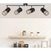 Brilliant zwarte plafondlamp KAMOLO | vier spots met E27-fitting, maximaal 40 Watt | Breedte 108 cm | Metaal