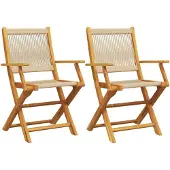vidaXL Tuinstoelen 2 st massief acaciahout en polypropeen beige