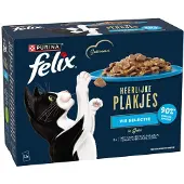 Felix 4x Kattenvoer Nat Heerlijke Plakjes Gelei Vis Selectie Multipack 12x80 gr