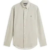 Tommy Hilfiger Zakelijk overhemd 'Flex' taupe / wit