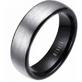 Mendes Wolfraam ring geborsteld zilver met Zwart 6mm-21.5mm